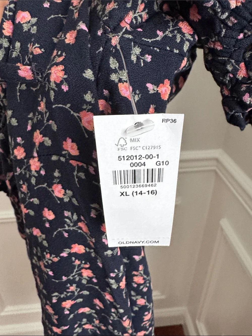 Old Navy Navy Mini Dress with Pink Floral Print
